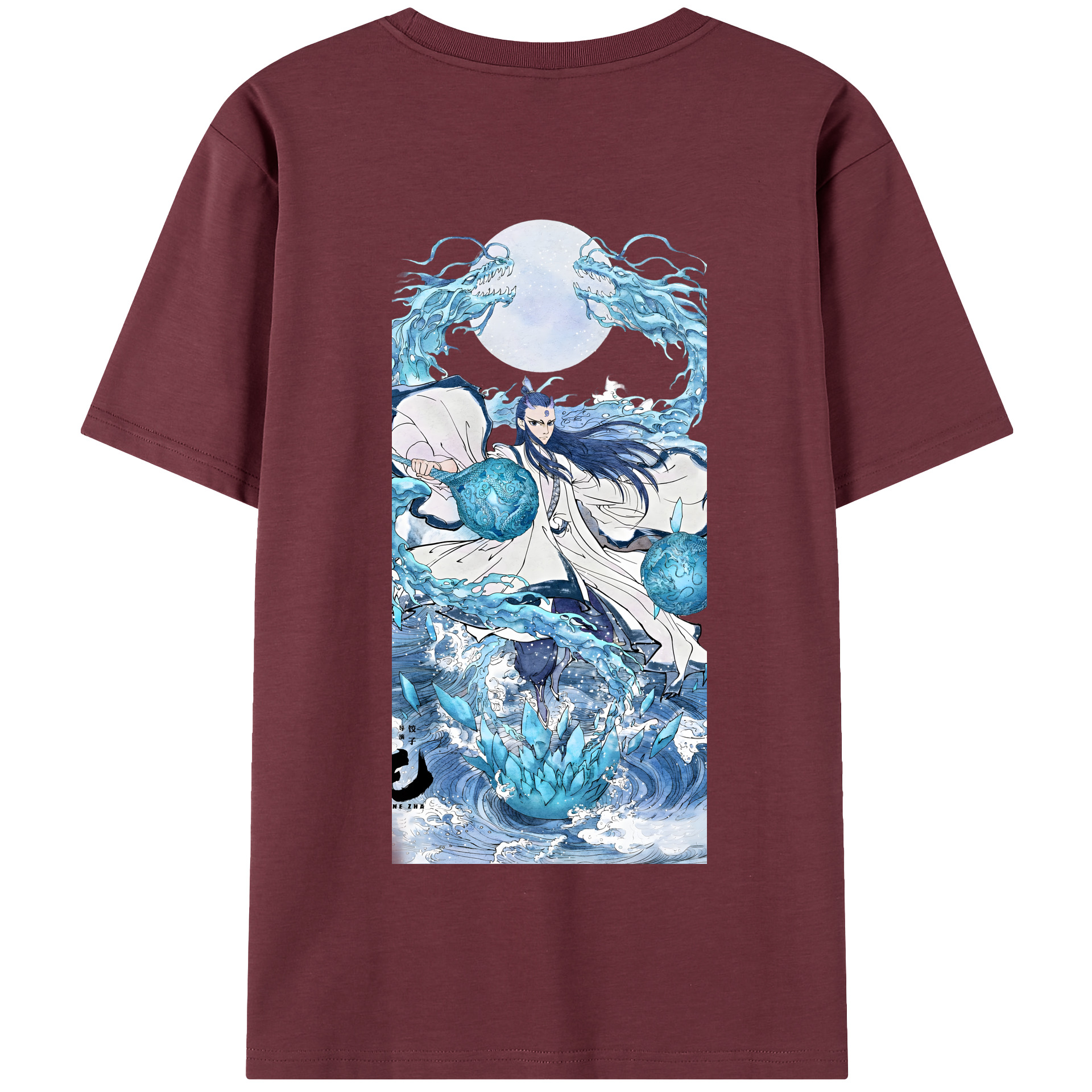 （画像用） Ne Zha 2 ナタ 魔童の大暴れ 綿100％半袖Tシャツ（背面プリント）